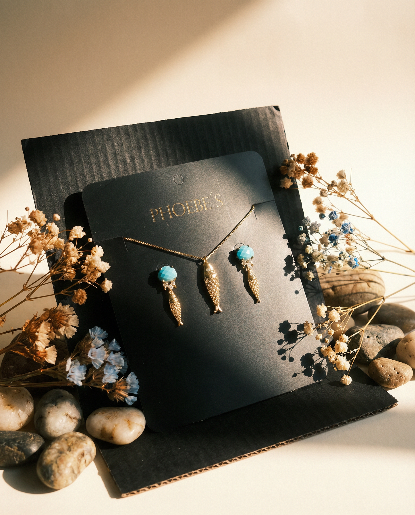 Goldfish and Turquoise Set – Necklace and Earrings