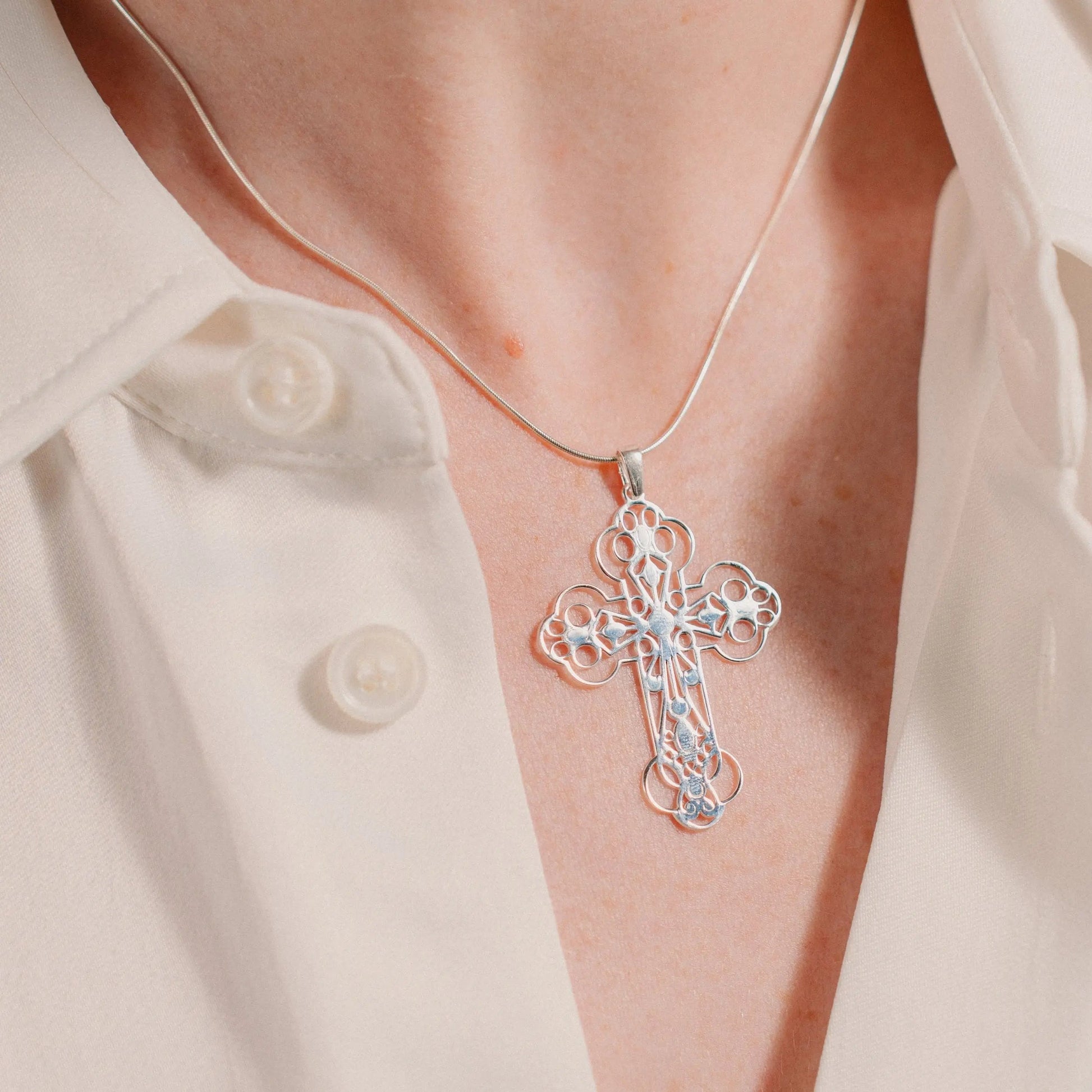 Cross Necklace, Silver 925 Jewelry, Handmade Gift