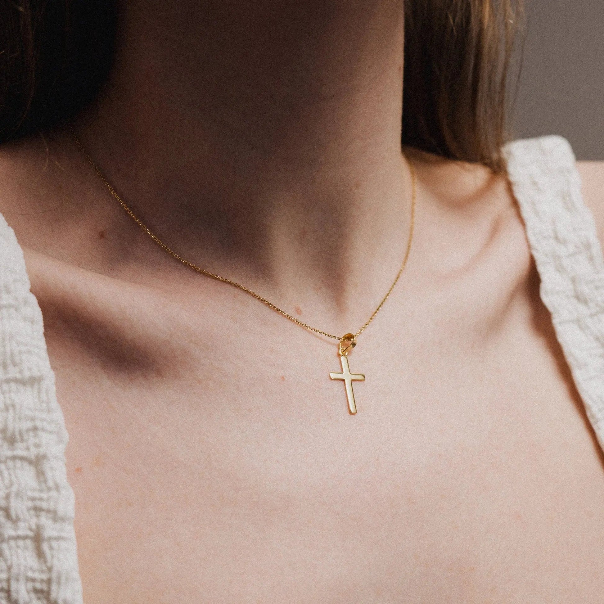 Dainty Cross Necklace, Sterling Silver Necklace Catholic Jewelry