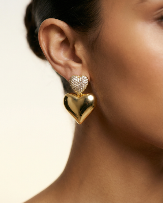 Double Heart Drop Earrings