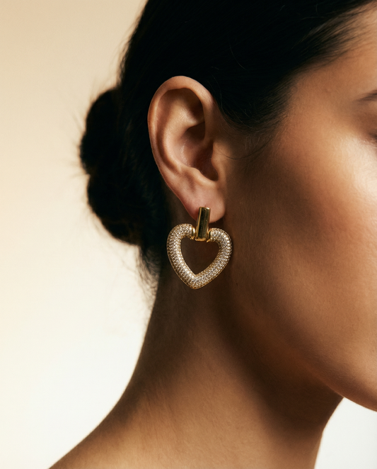 Open Heart Pavé Earrings