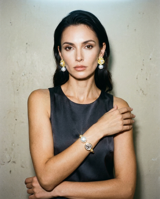 Pearl and St. Benedict Medal Set – Protection in 18K Gold Plating