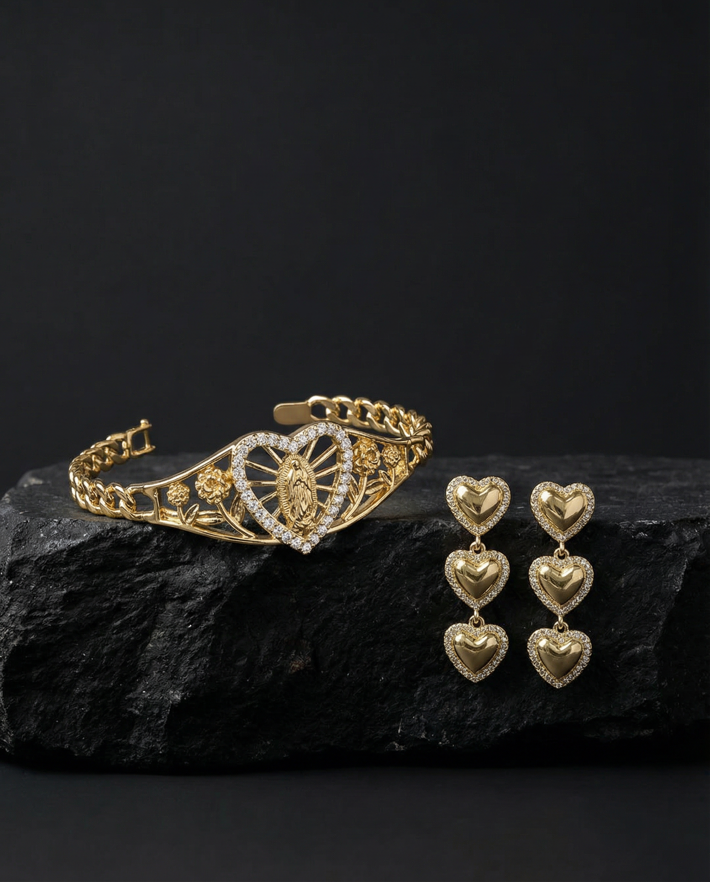 Sacred Heart Set – Virgin Mary Bracelet & Earrings