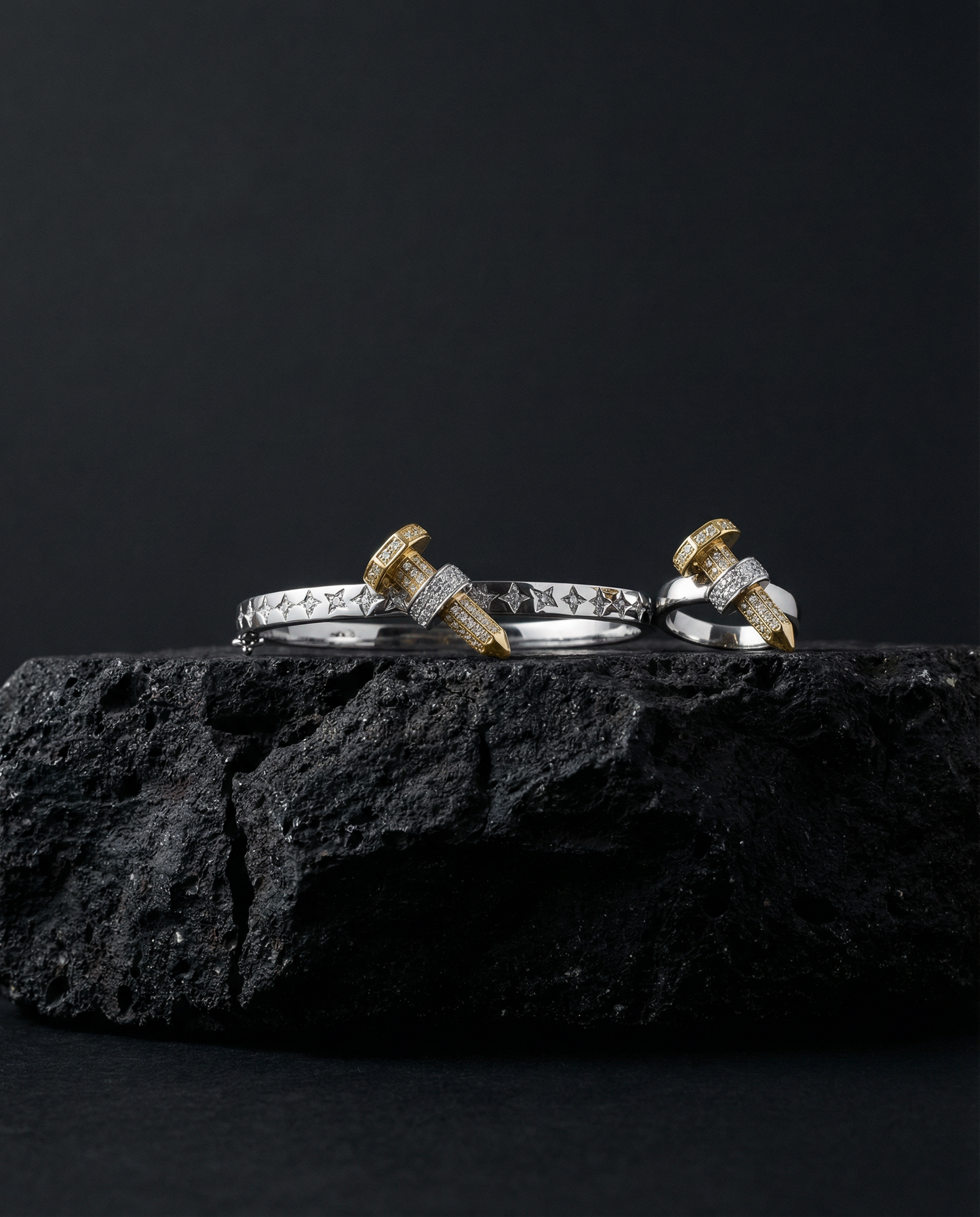 Two-Tone Nail Cross Jewelry Set