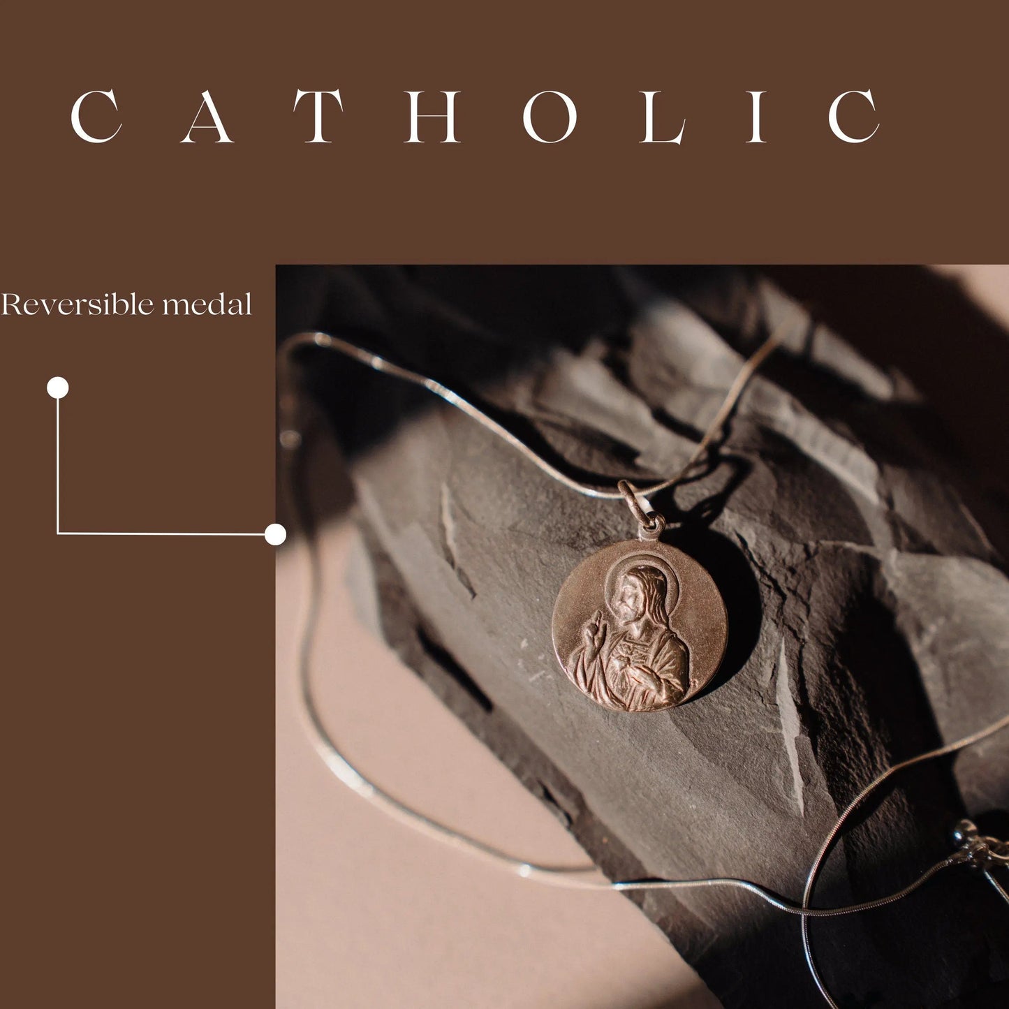 Silver 925 Virgin Mary Necklace, Reversible Catholic Medal, Handmade Gift