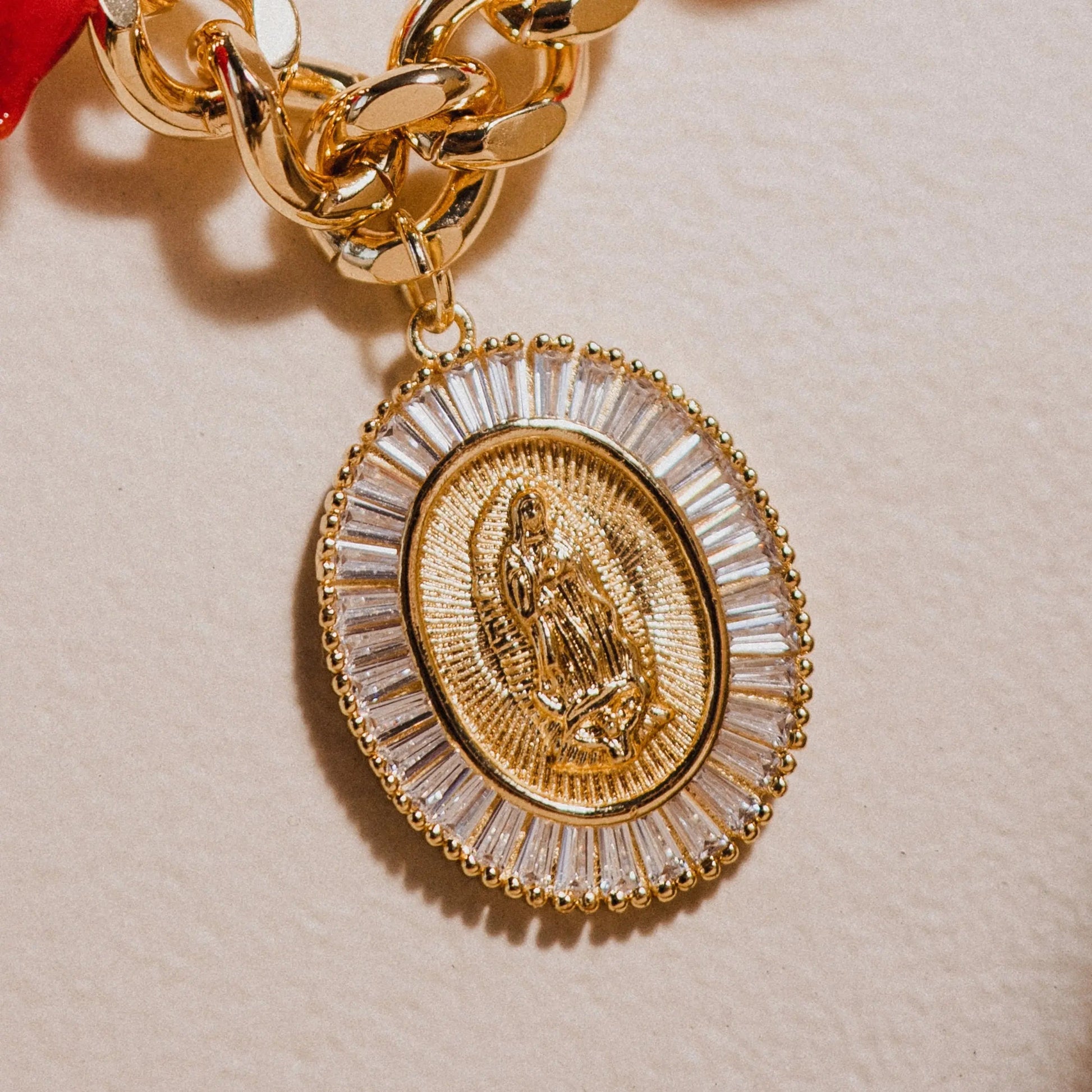 Virgin Mary Necklace, Gold Necklace, Handmade Jewelry