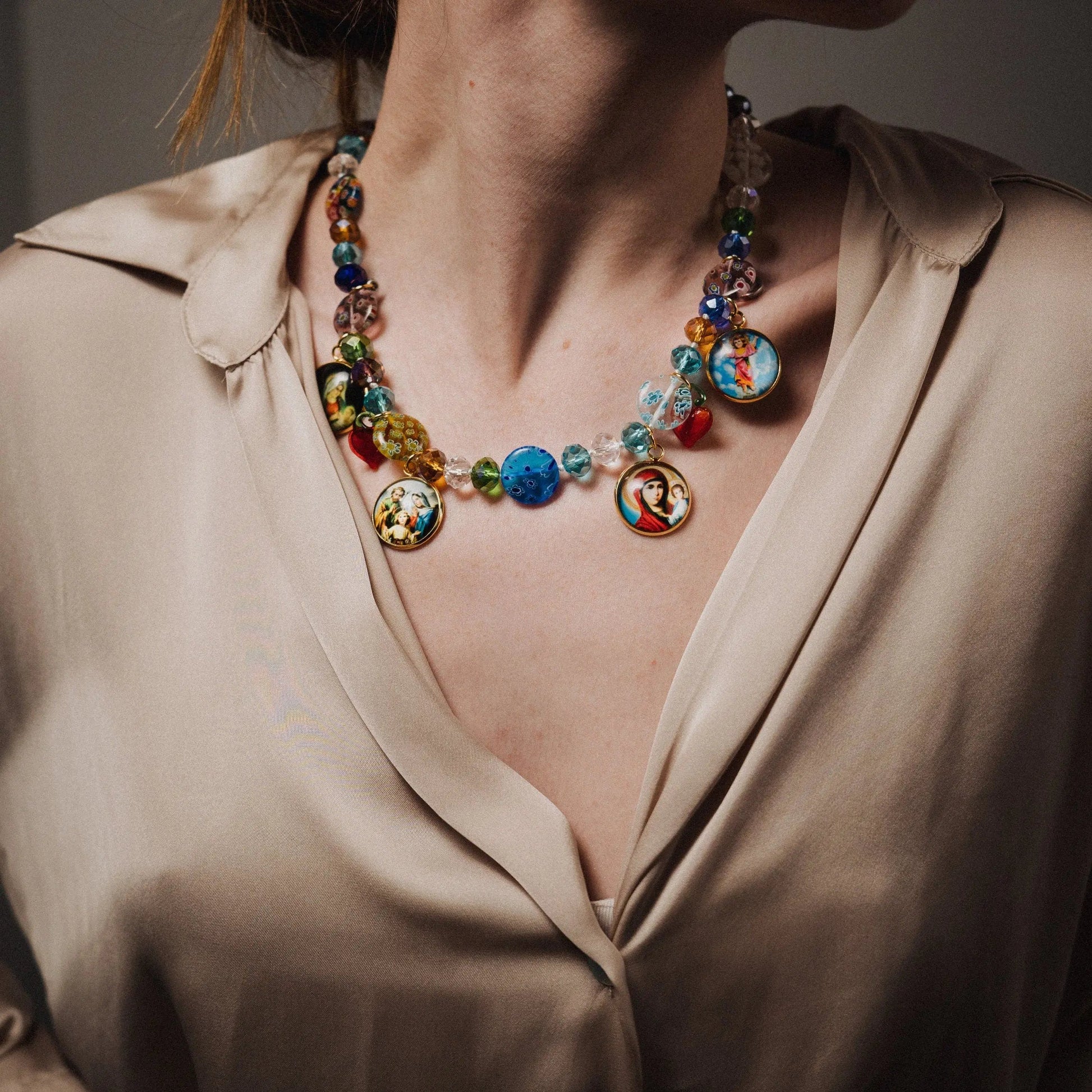 Virgin Mary necklace | Beaded Necklace | Handmade Jewelry | Colorful necklace | Unique Necklace | Gift for Her